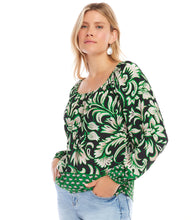 Load image into Gallery viewer, Celebrate the enduring beauty of florals in a piece that&#39;s as versatile as it is enchanting. Peasant sleeves, luxuriously soft fabric, and a light stretch fit help to transition this top from day to night ensuring you are always looking your best.
