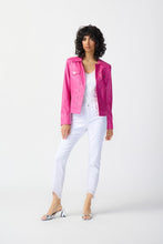 Load image into Gallery viewer, Faithy Foiled Suede Jacket with Metal Trims in Bright Pink - Joseph Ribkoff Style 241911
