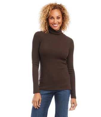 A comfortable and warm addition to any wardrobe, this brown turtleneck provides an ideal layer for any outfit. Color - Brown. Turtleneck. Long sleeve. Fitted.