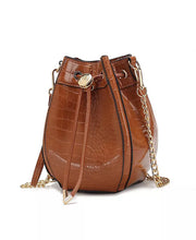 Load image into Gallery viewer, Cassidy Crocodile Embossed Cognac Vegan Leather Hobo Bag- MKF Collection
