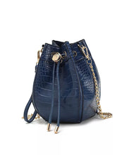 Load image into Gallery viewer, Cassidy Crocodile Embossed Navy Vegan Leather Hobo Bag- MKF Collection
