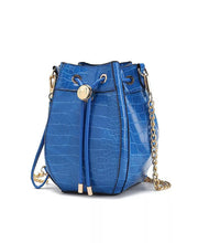 Load image into Gallery viewer, Cassidy Crocodile Embossed Royal Blue Vegan Leather Hobo Bag- MKF Collection
