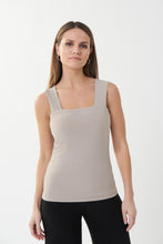 Load image into Gallery viewer, Utilize this Margot Moonstone Square Neck Cami as a versatile, sophisticated addition to your wardrobe. Whether worn as a base layer or a stand-alone top, the square neckline and wide straps add a unique touch to this polished piece. Its classic design and delicate details make it anything but boring, making it an essential basic for any fashion expert.
