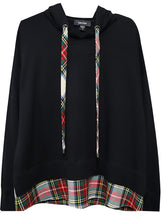 Load image into Gallery viewer, Discover the fun aesthetic of plaid with the Catalina Hoodie top. This fabulous top includes multi-colored plaid print on the hem and drawstrings. Made of French Terry fabric, this hoodie presents a stylish option for casual occasions.
