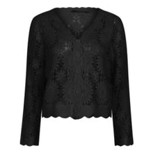 Load image into Gallery viewer, Caya Crochet Floral Cardigan in Black - EsQualo SP2618204 000
