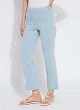 Load image into Gallery viewer, Step into effortless elegance with the Lysse Crystal Embellished Ankle Babyboot. Designed with a flattering 27-inch inseam, this chic denim pant seamlessly blends comfort and sophistication. The subtle crystal embellishments add a touch of sparkle, making these perfect for both everyday wear and special occasions.
