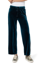 Load image into Gallery viewer, Get cozy and escape the crazy with this super soft and comfortable wide leg pant with drawcord.  A stylish fit, this beautiful pant wows with its striking midnight blue color.  A perfect style to spend your entire day in, you will find yourself choosing to wear this pant again and again.  Pair with our matching HELEN HOODED RAGLAN PULLOVER for the perfect day outfit!  Color- Dark teal. Drawcord. Wide leg style. Super soft and cozy fabric with stretch. Side functional pockets.
