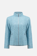 Load image into Gallery viewer, Light blue textured sequin jacket on a white background.
