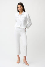 Load image into Gallery viewer, Woman wearing a white denim jacket and pants on a white background.
