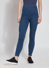 Load image into Gallery viewer, The ankle-length Denim Legging, crafted from 4-way-stretch Knit Denim, boasts a concealed patented waistband and a flattering, slimming silhouette. It&#39;s no surprise that these denim leggings are some of Lysse&#39;s bestsellers.
