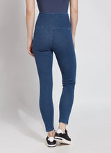 Load image into Gallery viewer, The ankle-length Denim Legging, crafted from 4-way-stretch Knit Denim, boasts a concealed patented waistband and a flattering, slimming silhouette. It&#39;s no surprise that these denim leggings are some of Lysse&#39;s bestsellers.
