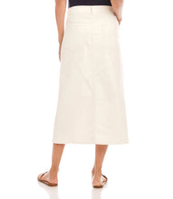 Load image into Gallery viewer, Natural color midi skirt worn by a person against a white background.
