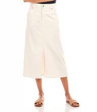 Load image into Gallery viewer, Natural color midi skirt worn by a person against a white background.
