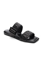 Load image into Gallery viewer, These fabulous black sandals boast a combination of style and function, with detailed quilted stitching that enhances your everyday sandal. The contemporary square toe design adds a sense of refinement.&nbsp;
