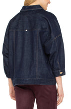 Load image into Gallery viewer, Denim jacket and burgundy pants worn by a model on a white background.
