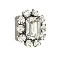 Load image into Gallery viewer, Edith Rectangle Ring in Antique Silver and Clear Crystals- TOVA R4447ASC
