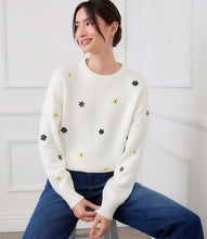 Load image into Gallery viewer, Ellery Embroidered Daisy Crewneck Sweater in Off-White - Karen Kane 1L89425
