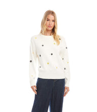 Load image into Gallery viewer, Ellery Embroidered Daisy Crewneck Sweater in Off-White - Karen Kane 1L89425
