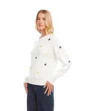 Load image into Gallery viewer, Ellery Embroidered Daisy Crewneck Sweater in Off-White - Karen Kane 1L89425
