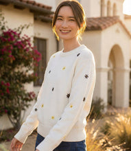Load image into Gallery viewer, Ellery Embroidered Daisy Crewneck Sweater in Off-White - Karen Kane 1L89425
