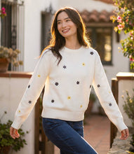 Load image into Gallery viewer, Ellery Embroidered Daisy Crewneck Sweater in Off-White - Karen Kane 1L89425
