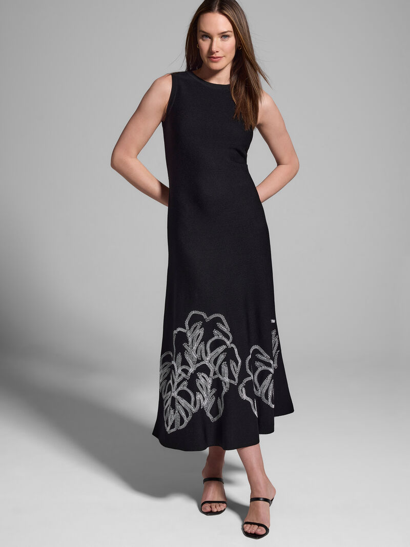 Evelina Embroidered Knit Twirl Dress in Black and White - Nic & Zoe EL Aurora Lynn Boutique Evelina Embroidered Knit Twirl Dress in Black and White - Nic & Zoe EL Aurora Lynn Boutique