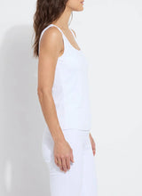 Load image into Gallery viewer, Constructed from COOL-FRESH™ ECO Jersey, the Evie Scoop Neck Tank features a wide, modern strap and a U-shape neckline, providing full coverage while keeping you cool and dry. Its double-self front and single layer back ensure opacity, and its sustainable design using recycled plastic bottle fibers makes it a conscious choice. Wear this versatile piece with jeans, shorts, or skirts for a stylish everyday look.
