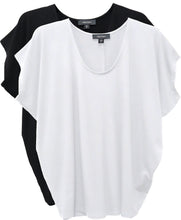 Load image into Gallery viewer, The Karen Kane Extended Sleeve Top in white is a stylish and versatile jersey-knit top designed for effortless elegance. Featuring a scoop neckline, extended sleeves, and a straight hem, this pullover top offers a comfortable yet polished look. Crafted from 90% rayon and 10% spandex, it provides a soft, breathable feel with a hint of stretch for the perfect fit. Ideal for transitioning from desk to dinner, this top pairs beautifully with jeans, skirts, or tailored pants.
