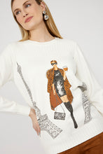 Load image into Gallery viewer, Fancy Fashionable Lady in Paris Graphic Pullover Sweater - Frank Lyman 253820

