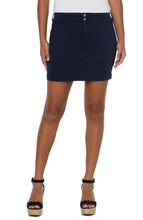 Load image into Gallery viewer, Introducing the new skort by Liverpool Los Angeles! Enjoy the look of a skirt with great coverage thanks to the comfortable spandex shorts underneath.  Comfortable and easy to wear, this skort gives you a cool, utility look.  The federal navy color makes this skort a perfect style to wear with so many of your favorite tops!  Color - Federal Navy - Navy. Skirt: 17&quot; Center Front Length. Short: 5&#39;&#39; Inseam. 7-5/8&quot; Front rise; 17-1/2&quot; Leg opening.
