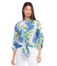Load image into Gallery viewer, Combine a timeless floral print with a contemporary tie-front detail in this beautiful top. The natural fabric texture of linen brings a touch of sophistication to your ensemble, ensuring you stay cool and stylish.
