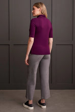 Load image into Gallery viewer, This top stands out for its versatile style and comfort. The soft, stretchy French terry knit fabric, combined with a mock neckline and elbow-length sleeves, provides perfect details. It&#39;s ideal for wearing on its own or for layering under a preferred blazer, cardigan or jacket.
