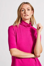 Load image into Gallery viewer, This top stands out for its versatile style and comfort. The soft, stretchy French terry knit fabric, combined with a mock neckline and elbow-length sleeves, provides perfect details. It&#39;s ideal for wearing on its own or for layering under a preferred blazer, cardigan or jacket.
