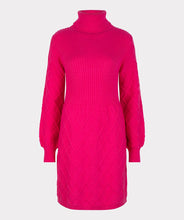 Load image into Gallery viewer, Experience the sleek combination of fashion and comfort offered by our Fiona dress. Enjoy the sophisticated rib pattern that provides a modern silhouette. This dress exudes elegance and adds a fashionable touch to any event.  Color- Fuchsia. Rib pattern. Pullover dress.
