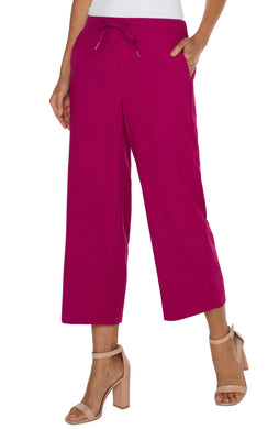 Our knit wide-leg pull-on trousers are super comfortable and easy to wear. This cropped trouser adds the perfect pop of color to your wardrobe! This style pairs effortlessly with your favorite tee and tennis shoes or dress it up with a blouse and heels. 