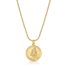 Load image into Gallery viewer, This gorgeous handmade necklace features a stunning Saint Anthony charm that hangs from dainty rope chain. A stunning statement piece, this necklace enhances any outfit.
