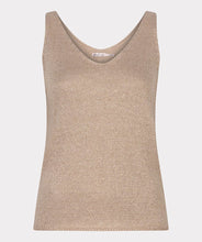 Load image into Gallery viewer, The Gold Lurex Wide Strap Camisole by EsQualo is a versatile piece that can be worn on its own or layered under a jacket, blazer, or cardigan. Its shimmering fabric adds a perfect touch of sparkle to any outfit in the spring or summer, making it suitable for both dressy and casual occasions.

