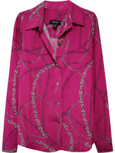 Load image into Gallery viewer, &lt;p&gt;This stunning haute pink, chain print blouse is an essential addition to any wardrobe. Whether dressing up for work or a night out or keeping it casual with denim for lunch with friends, the beautiful long sleeves and button-down design make it a versatile and must-have piece.&lt;/p&gt; &lt;ul&gt; &lt;li&gt;Color- Haute pink.&lt;/li&gt; &lt;li&gt;Button down.&lt;/li&gt; &lt;li&gt;Long sleeve.&lt;/li&gt; &lt;li&gt;Chain print.&lt;/li&gt; &lt;/ul&gt;
