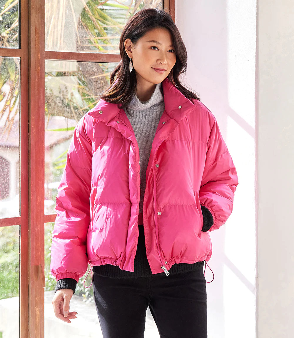 Final Sale Holly Hot Pink Puffer Jacket Karen Kane 3L33600 Aurora Lynn Boutique