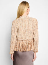 Load image into Gallery viewer, Woman wearing a beige textured jacket and brown skirt against a plain background.
