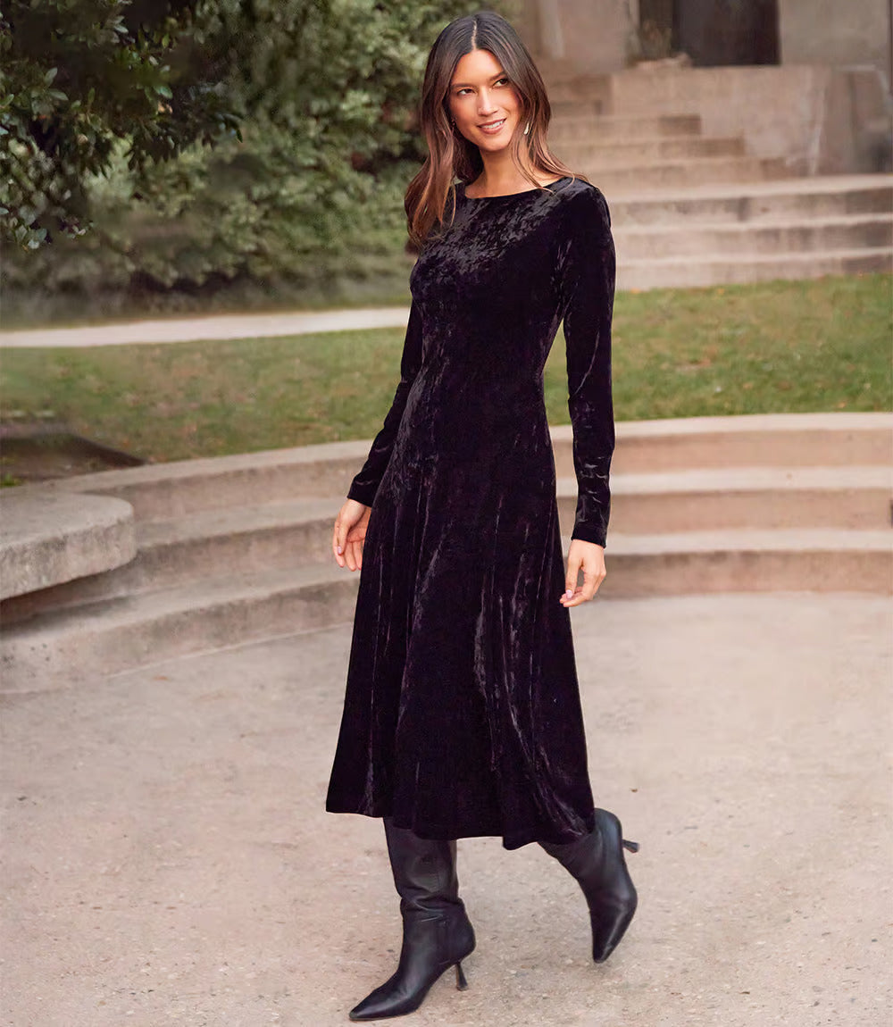 Karen Kane Women's Kate Long Sleeve Velvet Midi Dress, Small, S, Black, Polyester/Rayon/Spandex Karen Kane Women's Kate Long Sleeve Velvet Midi Dress, Small, S, Black, Polyester/Rayon/Spandex