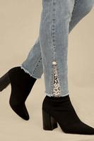 Load image into Gallery viewer, FINAL SALE LACEY LACE, RHINESTONE AND PEARL BLUE JEAN - FRANK LYMAN 223428U
