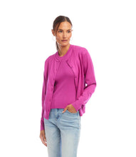 Load image into Gallery viewer, Wrap yourself in soft sophistication with the Karen Kane Long Sleeve Cardigan Sweater in Orchid. Designed for comfort and versatility, this lightweight knit cardigan features a relaxed fit&nbsp;and long sleeves, making it the perfect layering piece for any season. Ideal for casual outings, workdays, or evening wear, this versatile cardigan pairs beautifully with dresses, jeans, or tailored pants.
