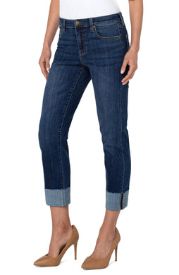 Our Marley Girlfriend is the prefect silhouette, offering the perfect amount of room from mid-thigh to the cuffed hem. Super comfortable with amazing stretch, our Marley, stretches with you but then recovers without bagging. A bit of raw hem detailing is added at the top of each cuff to give this best-selling jean a little edge! 