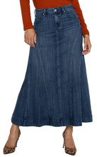 Load image into Gallery viewer, Our Mermaid Maxi Skirt features five pockets and is crafted from premium, soft, stretchable denim that conforms to your movements, guaranteeing comfort, style, and an impeccable fit throughout the day!
