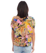 Load image into Gallery viewer, Expertly crafted from luxurious cupro fabric, this top combines tropical charm with a relaxed sophistication. The Dolman sleeves add a touch of casual elegance, creating a comfortable and laid-back fit that effortlessly complements your style. With its vibrant and breezy design, this top is perfect for any occasion.
