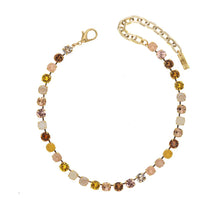 Load image into Gallery viewer, Crafted with antique gold plating and high-quality crystals in a neutral mix, this 13&quot; Oakland Necklace brings incomparable sophistication and elegance. Including a 3&quot; extension, it enhances any ensemble and is sure to garner admiration and compliments wherever it&#39;s worn.  Color- Gold, yellow, pink, brown, clear. Antique gold plating over brass. Premium crystals. Length- 13 inches with a 3 inch extender.
