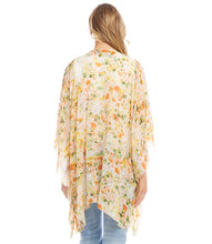 Load image into Gallery viewer, Create a flowy and feminine silhouette in this painted georgette jacket that enhances any ensemble. The floral print exudes a sense of timeless beauty, while the viscose fabric ensures comfort and breathability.
