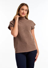 Load image into Gallery viewer, This sweater features a refined knit in an earthy tone, making it a versatile addition to any wardrobe. Its ottoman sleeves and mock neck enhance the overall design, offering the option to wear it as a stylish vest over your preferred long-sleeved top.
