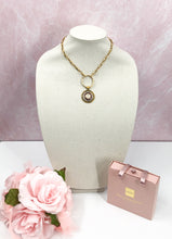 Load image into Gallery viewer, Paulina Pink and Antique Gold Vintage Chanel Button Pendant Necklace - Modern Vintage Creations
